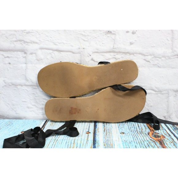 Tintori Black Beaded Embroidered Espadrille Lace-up Sandals Size 40 / 9 - Picture 9 of 9